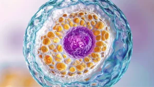 Detailed microscopic view of a human egg cell evaluated after a low amh test singapore.