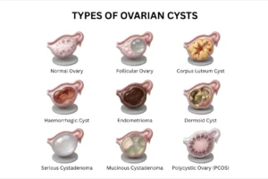 Diagram illustrating different types of cysts affecting ovarian cyst and fertility Singapore management.